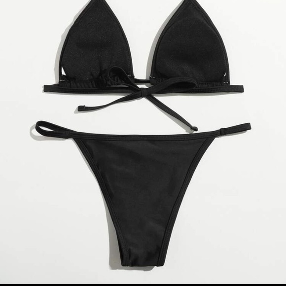 Rhinestone Butterfly Black Bikini Thong - Picture 3 of 4